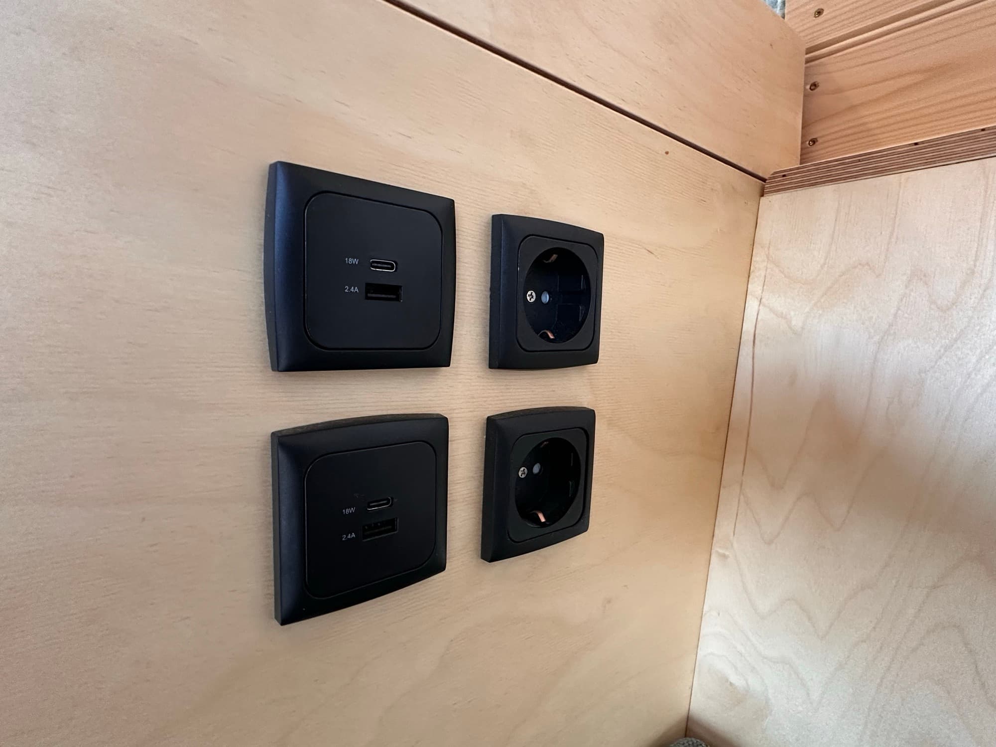 Campervan power outlets and USB charging